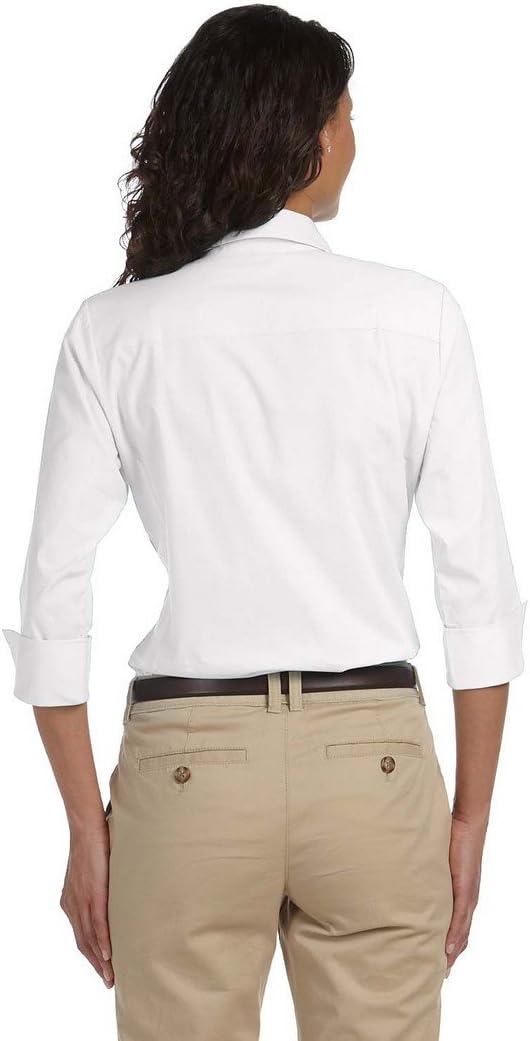 Devon &amp; Jones ピンク 7分袖丈 ストレッチ素材 ポプリンブラウス US サイズ: L カラー: ホワイト