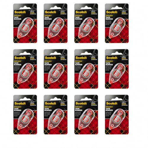 Scotch Double Sided Tape Runner, 0.27 in x 26 Ft, 12 Pack