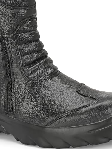 Image of Eego Italy Rider Goat, Water Resistant Biker boot /Motorcycle riding boot, real leather upper, steel toe protection, padded in socks, 3M Reflectors ankle protection - RIDERGOAT-BLACK-6