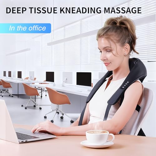 Image of TISSCARE Shiatsu Neck Massager for Pain Relief Deep Tissue, Back Massager with Heat, 3D Kneading Electric Massager for Shoulder, Leg, Plug-in for Home, Office, Car, Ideal Gift for Women Men Mom Dad