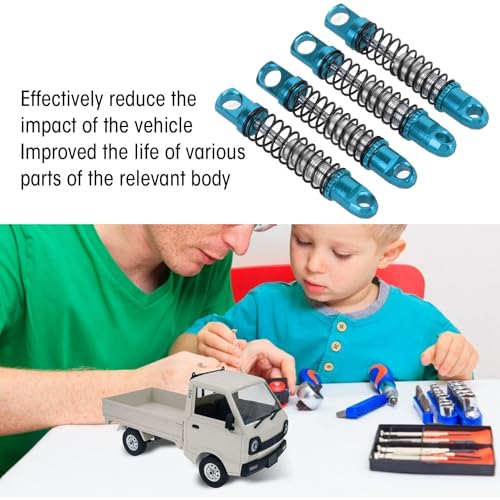 Image of SUNGOOYUE 4 Sets Metal Front Rear Shock Absorber, Aluminum Alloy RC Car Shock Absorber for Car Upgrade Parts WPL D12 1 /10 RC(Blue) Toy Model