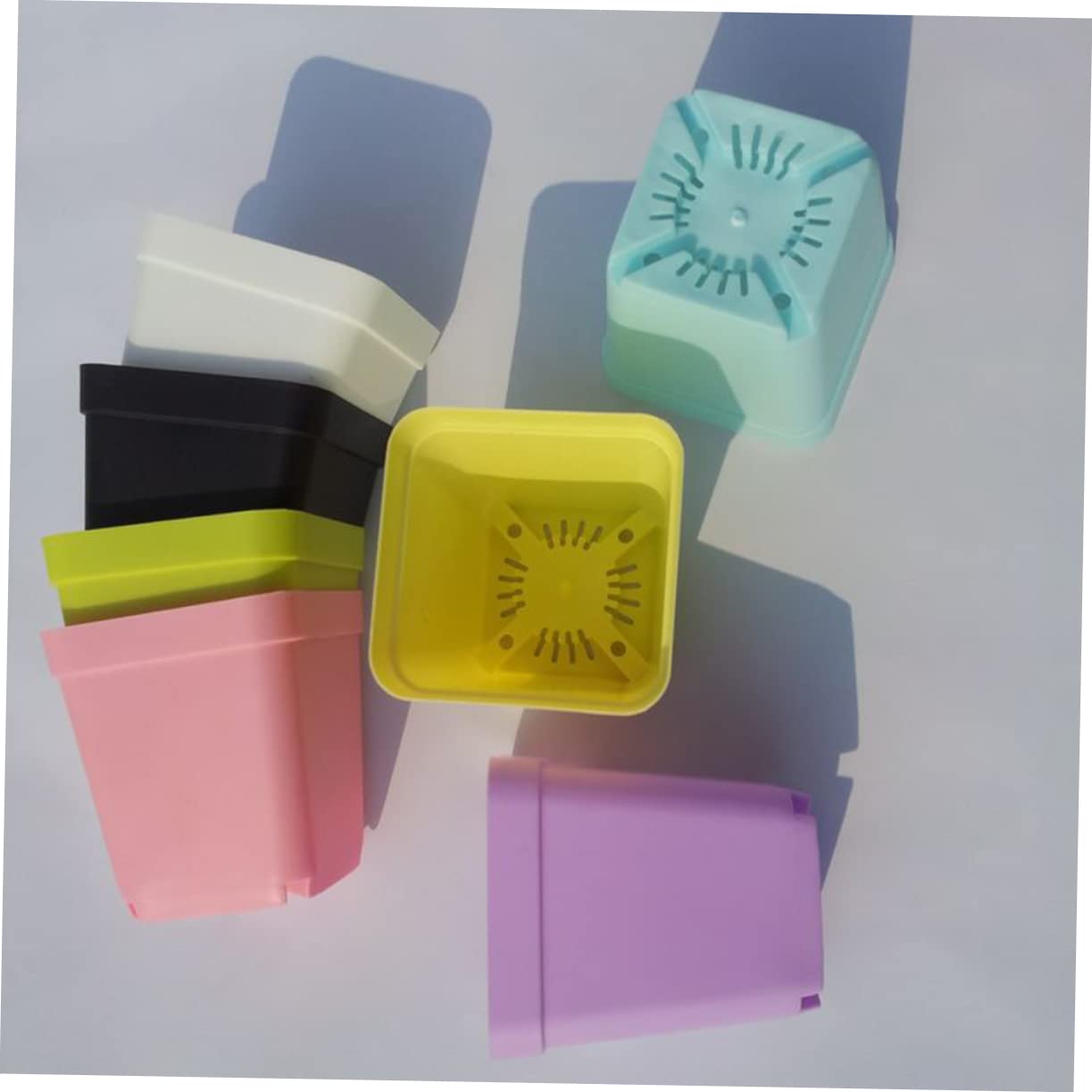 INOOMP 10Pcs Mini Square Flower Pots with Trays Purple Plastic Succulent Nursery Containers for Garden Home and Office Decoration for Cactus and Plants