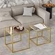 Huhote Quadratisch Couchtisch 2er Set, Moderne Wohnzimmertisch, Couchtisch Aus Glas, Wohnzimmertisch Klein, Beistelltisch, Sofatisch, Coffee Table für Wohnzimmer, Schlafzimmer, Büro, 50/45 cm, Gold