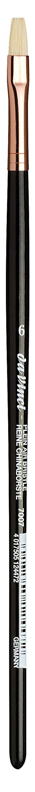 da Vinci Hog Bristle Series 7007 Plein Air Oil Painting Brush, Flat Short with Black Lacquered Handle and Copper Ferrule, Size 6 (7007-06)