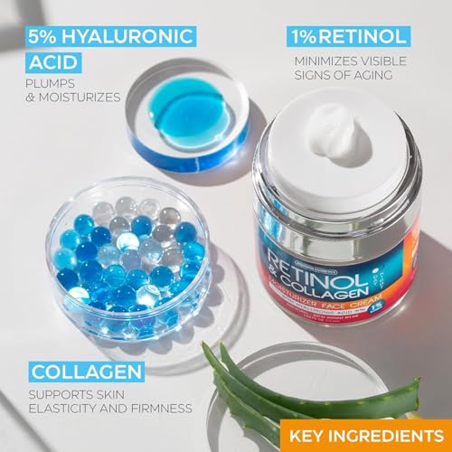 Image of Retinol Cream for Face 2-Pack - Anti-Aging Moisturizer with Hyaluronic Acid & Collagen, Day & Night Face Cream for Wrinkles & Fine Lines, 3.7 Oz (Pack of 2)