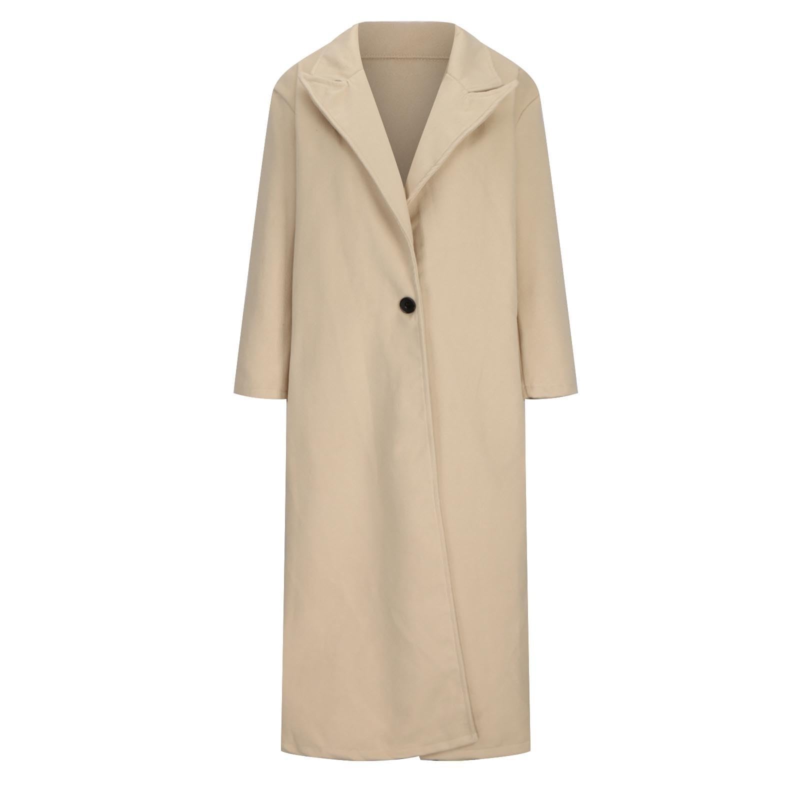 Ansenesna Wollmantel Damen Winter Lang Wintermantel Wolle Elegant Lange Winterjacke Warm Jacke Mantel Frauen Ohne Kapuze Wolljacke Knöpfe Oversize Damen-Mäntel Umlegekragen Trenchcoat
