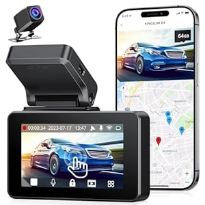 Dash Cam Front and Rear 4K, Car Dash Camera for Cars with Free 64GB Card, 3 Inch Touchscreen, Front and Back Dashcam Built-in WiFi GPS, Night Vision, Parking Monitor, Smart App