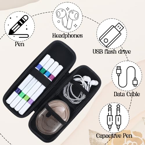 Image of 1 PCS Black Hard Pencil Case Box, Slim Small Pencil Case Hard Shell Pencil Holder Pen Case Organizer Box for USB Cable, Earphone, Fountain Ballpoint Pens (Black)
