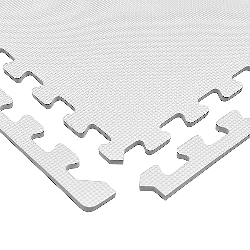 Image of We Sell Mats 1 /2 Inch Thickness Multipurpose EVA Foam Floor Tiles, Interlocking Floor Mat for Indoor Gym and Home Use, 24 in x 24 in, White, 24 Square Feet (6 Tiles) (24-13M)