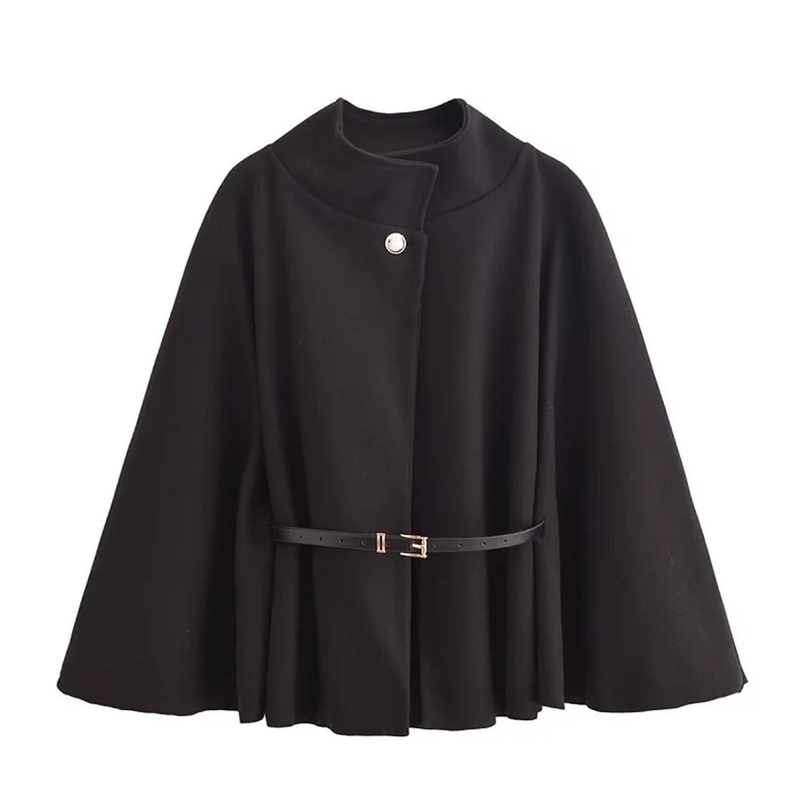 Erhtguo Women's Black Poncho Capes Cloaks Winter Coats Woman Sleeve Cape For Fashion Jacket(,Xs)