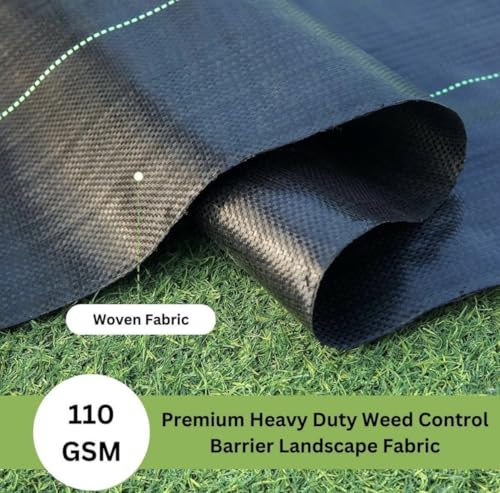 Image of Premium Heavy Duty Weed mat 110 GSM (1 Meters * 50 Meters) Weed Control mat Barrier Landscape Fabric, High Water Permeability, UV Resistant, Black Blocks Sunlight Smooth Edges