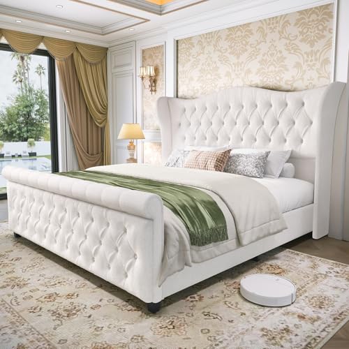 koorlian Queen Bed Frame with Headboard,Platform Queen...