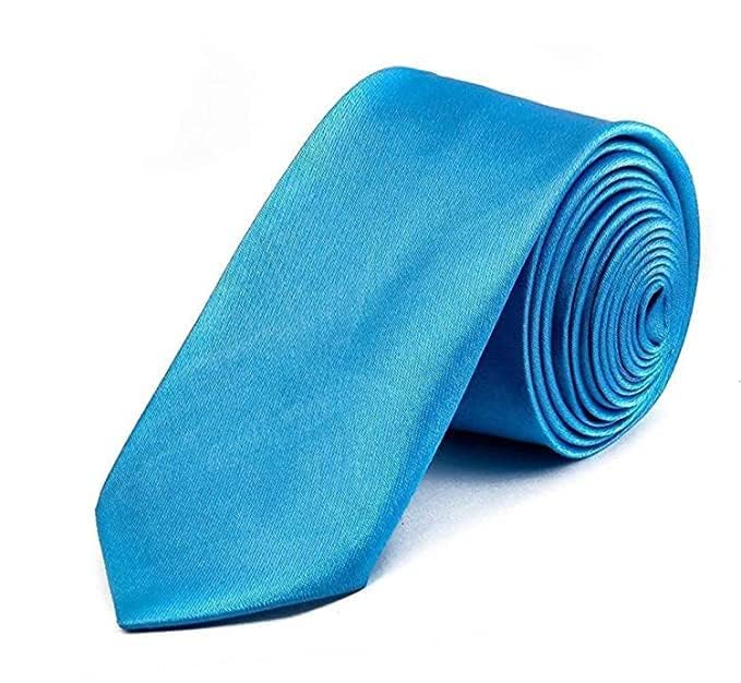 ARYANSH SHOPPE Men's Solid Color Satin Microfiber Tie, Regular and Skinny Width for Office, Interview Wedding Formal Dress (SKY BLUE)-picture-14