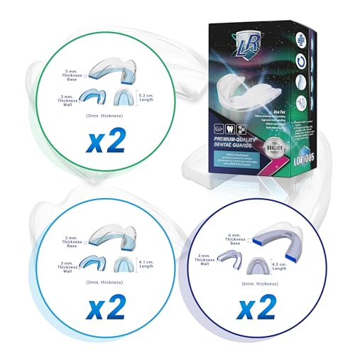 Image of Moldable Mouthguards Pack of 6 in 3 Different Sizes- Customizable, Moldable, Trimmable Dental Night Guard for Teeth Grinding, Clenching, Athletic Sports, and Whitening Tray