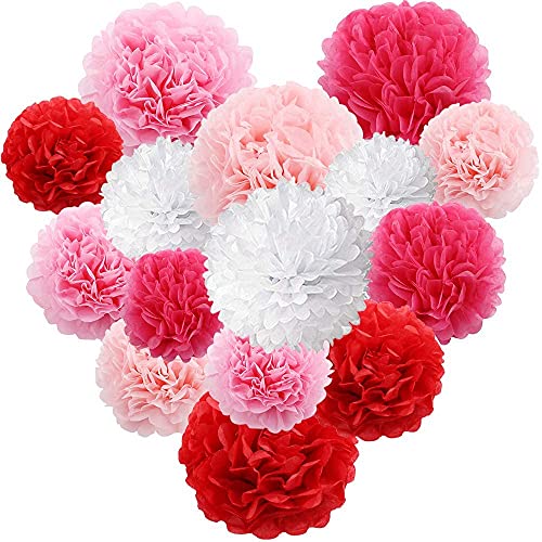 Decor Nation 12pc/12inch Tissue Paper Pom-poms Flowers Ball Perfect for Party Wedding Home Decoration/Birthday Decoration/Outdoor Decoration (White+Red+Pink) (B09H79X9VJ) Amazon Price History, Amazon Price Tracker
