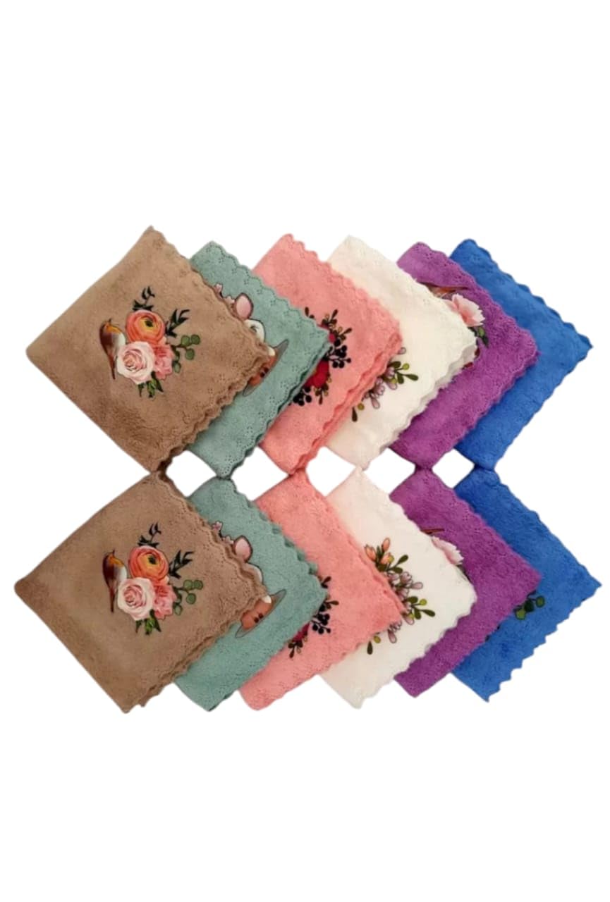 Flower print Beautiful Mirofiber Hankey pack of 6-image-21