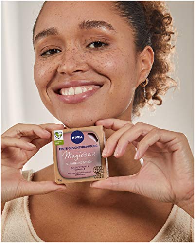 Nivea MagicBar Solid Face Cleansing Radiant Beautiful (75 g), Facial Cleanser for Radiant Skin, Certified Natural Cosmetics with Rose Extract & Vitamin E - Image 6