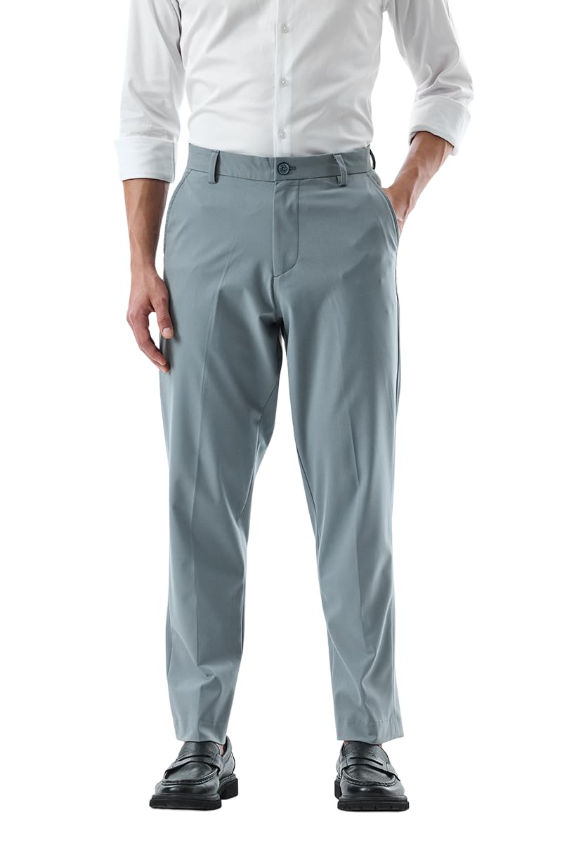 Men Formal Trousers | Loose Fit Mid Rise Self-Design | Premium Polyester Blend with Medium Stretch & Smooth Finish for Office & Formal Occasions