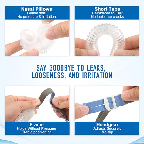 Replacement Nasal Pillows for AirFit P10 with Reinforced Tube Adjustable Strap CPAP Supplies Engineered for Secure Comfort - Medium by Masktouch - Image 3