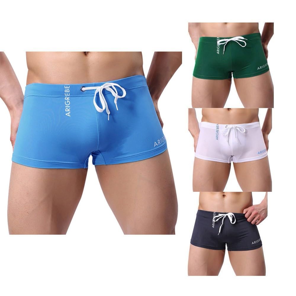 Bañador Hombre Natación Secado Rápido Bermudas Corto con Cordón Elástico Pantalones Cortos Hawaianos Surf Ropa de Baño Shorts Playa