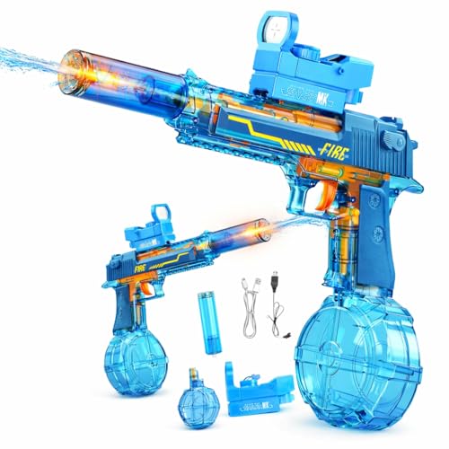 Image of VikriDA 2 in 1 (Automatic /Manual) Led Flashing Light Shooting Electric Water Gun, Powerful Water Guns Up to 32 FT Long Range, 500CC Capacity Water Blaster Gun for Holi - 1 Piece Multicolor