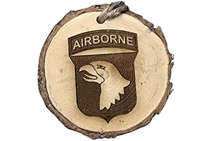 US Army 101st Airborne Screaming Eagles Wood Burned Christmas Ornament