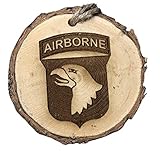 US ARMY 101st Airborne Screaming Eagles - Wood burned Christmas Ornament