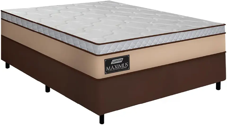 Cama Box Casal Queen Gazin Colchão Molas Ensacadas 158x198x62cm Maximus Bege/Marrom