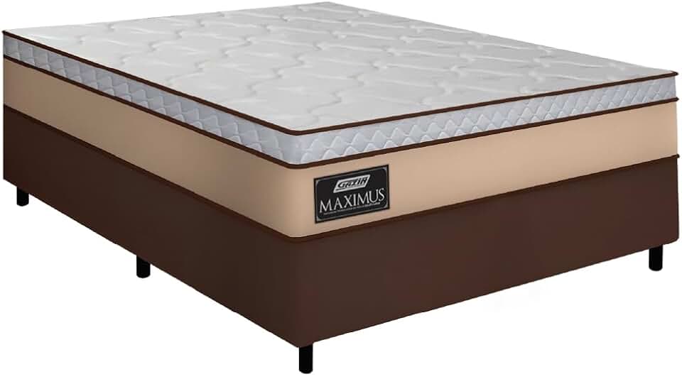 Cama Box Casal Queen Gazin Colchão Molas Ensacadas 158x198x62cm Maximus Bege/Marrom