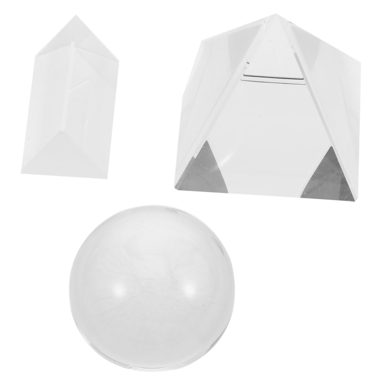 HOLIDYOYO 3pcs Optical Prism Triangular Prism Glass Brick Prism Cube Animal Skull Lens Balls for Photography Prisms for Photography Accessories Transparent Crystal