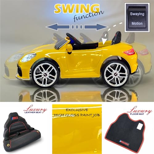 Image of MEKASHI Premium Electric Ride on Cars for Kids with Long Wheel Base, 1-7yrs (Glossy Yellow, MKS002)