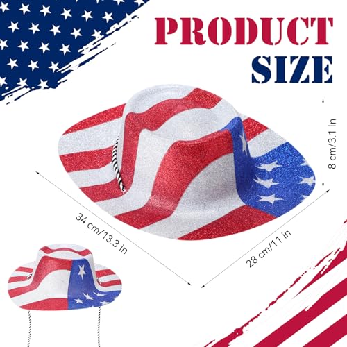 Image of Shyyween 12 /24 Pcs American Flag Plastic Hats Patriotic 4th of July Cowboy Hats White Blue Red Caps for Independence Day