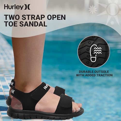 Hurley kids and toddlers Ken Sandals, for Boys and Girls, Kid's Lightweight Open Toe Sandals, Beach Sandals with Adjustable straps, for Outdoors, Water Play and Pool2