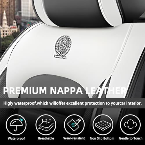 Image of Universal Car Seat Covers for Honda Crosstour 2012-2015 Anti-Slip Seat Covers,Waterproof Faux Leather Full Coverage Car Seat Protectors Interior Accessories(2Pcs Standard /Gray&White)