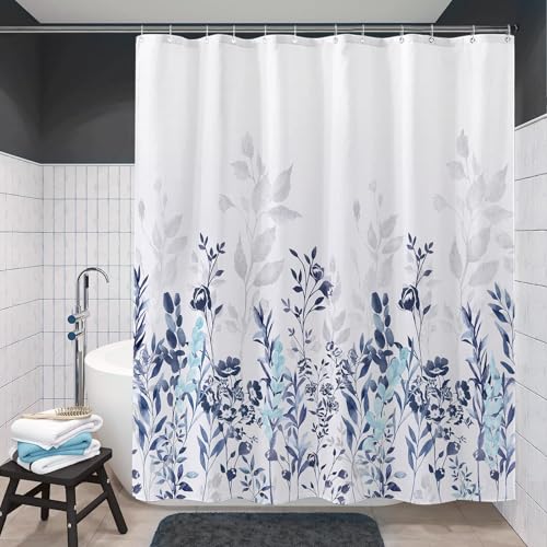 Neasow Blue and Grey Shower Curtain, Watercolor Floral Bathroom Curtain Teal and White 72×72 inches by Neasow - Used condition - Image 4