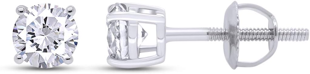 Round Lab Grown or Natural Diamond Stud (IGI Certified 0.70 ct & up) Popular Plus Quality Screw Back Earrings in 14k Solid Gold, 0.04 Ctw & Up,Gift For Her