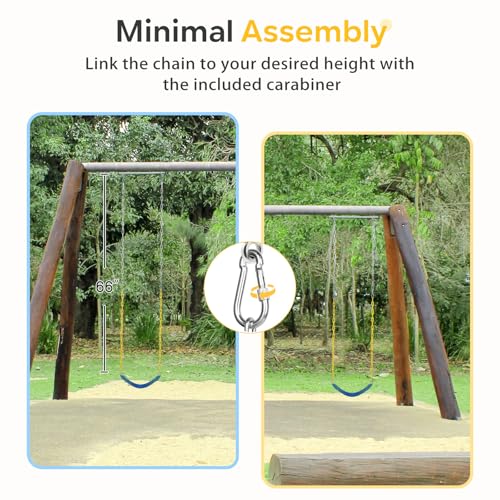 Image of Decorlife Outdoor Swings Seats with 66 inch Rust-Resistant Heavy Duty Chain, Playground Swing Set Accessories Replacement Anti-Slip Seats, Backyard Swing Support 330lb for Kids or Adults (Blue)