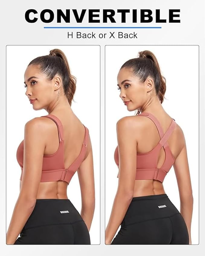 Image of ELEG & STILANCE Women Polyester Spandex High Impact Front Zip Sports Bra Longline Fitness Criss Cross Back Crop Tops for Gym, Yoga & Workout - Size: M-4XL