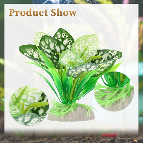 CAPASTEC Plastic Aquarium Plants, Artificial Plastic Aquatic Plants, Decorative Pet Fish Plants, for Aquarium Decorations, Green White