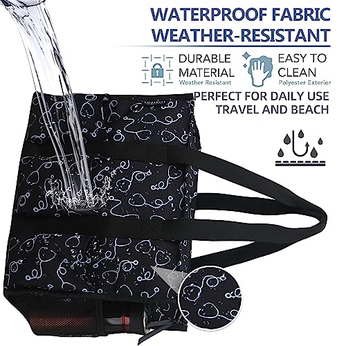 Image of Nurse Bags for Work Nursing Bag Multiple Pockets Waterproof Organizing Zip Top Clinical Bag for Nursing Students Home Health