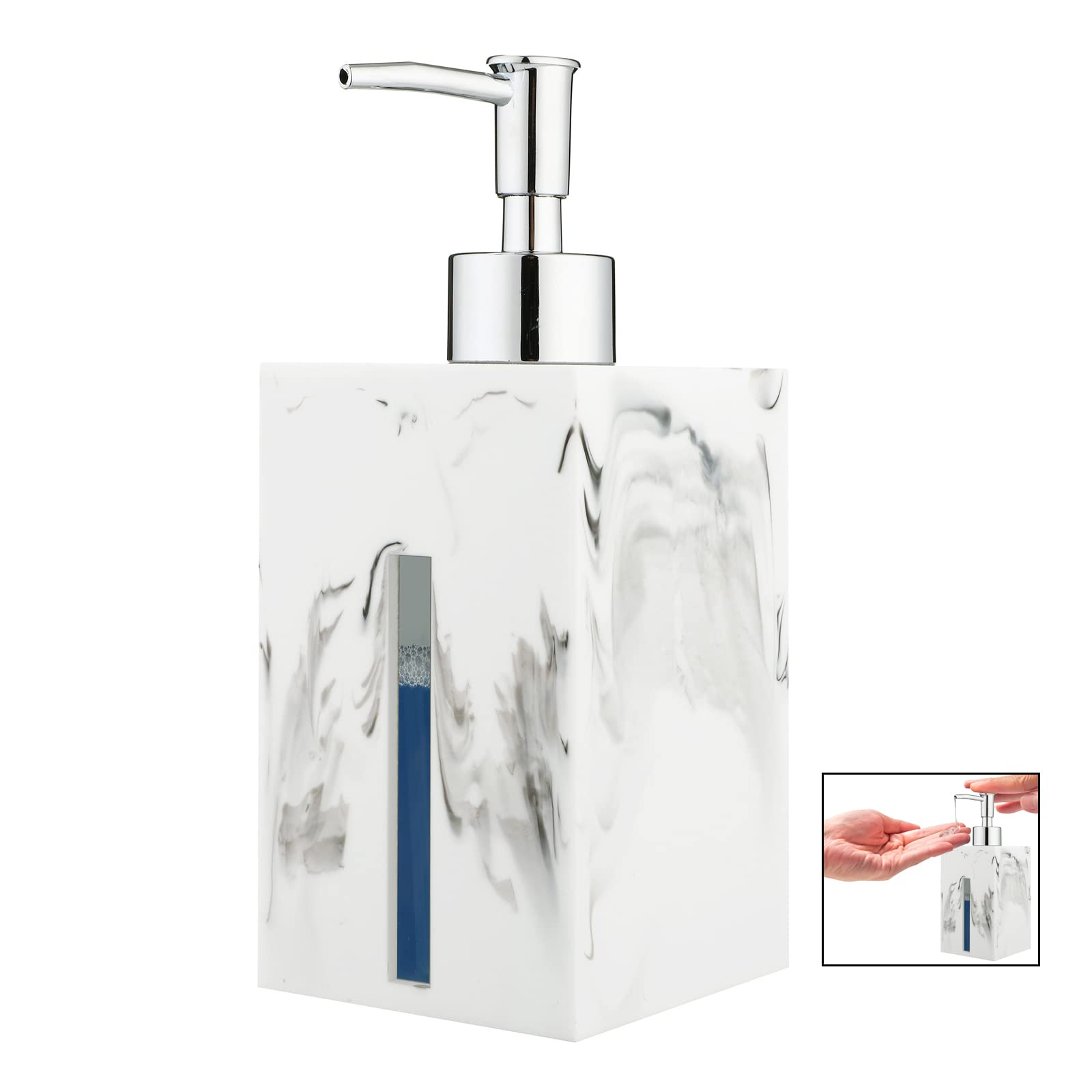 Countertop Lotion Dispenser, 500ml Resin Soap Dispenser Lotion Dispenser White Black Bathroom Soap Dispenser Bottle Soap Pump for Home Hotel Bathroom (White)