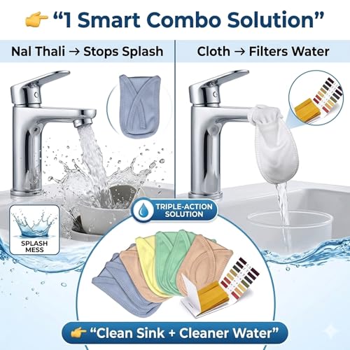 Image of Cotton Tap Water Filter Cloth 10 Pcs | Reusable Double Layer Tap Water Filter Cover for Drinking | Kitchen Sink Nal Thali (Pack of 10 with Ph strip(Saver Pack))