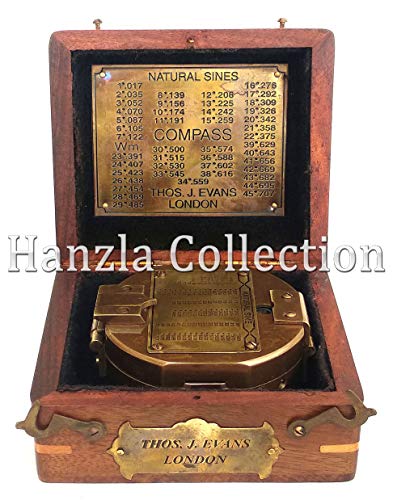 Brújula Náutica Antiguo Acabado en Caja de Madera miniatura 3
