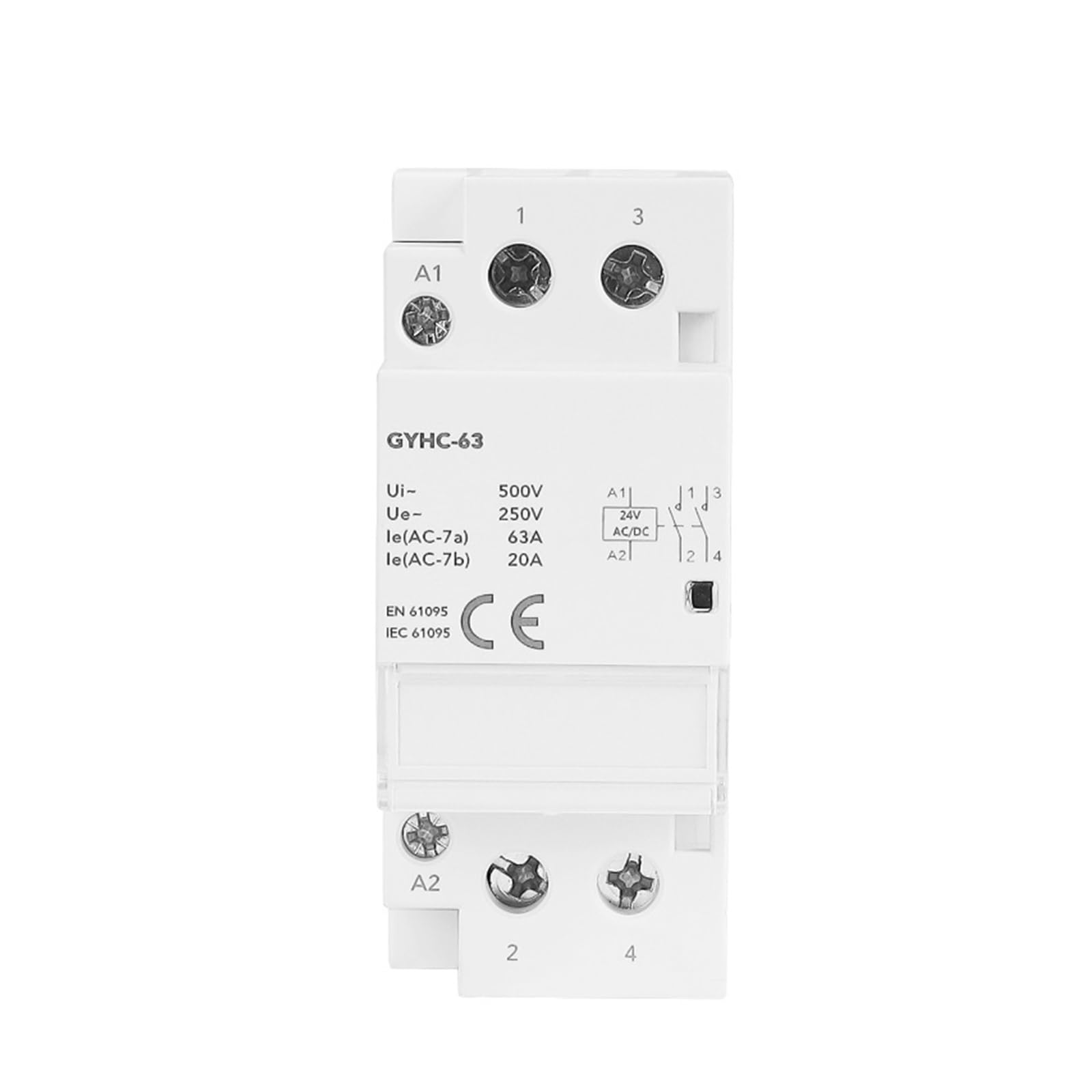 JCLPJBYJI 2Pole 63A DC24V Coil Control Voltage 2NO 2NC 1NO1NC Automatic Household contactor Rail Type