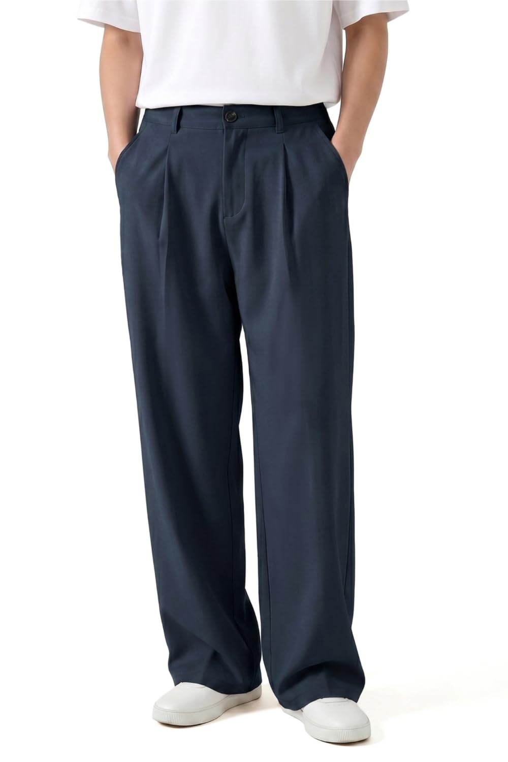 Heyfanee Pantalones chinos para hombre, corte holgado, pantalones ligeros de traje de verano con bolsillos | Lyocell Stoff,Atmungsaktiv,Leicht,Bundfalten,Modern Business