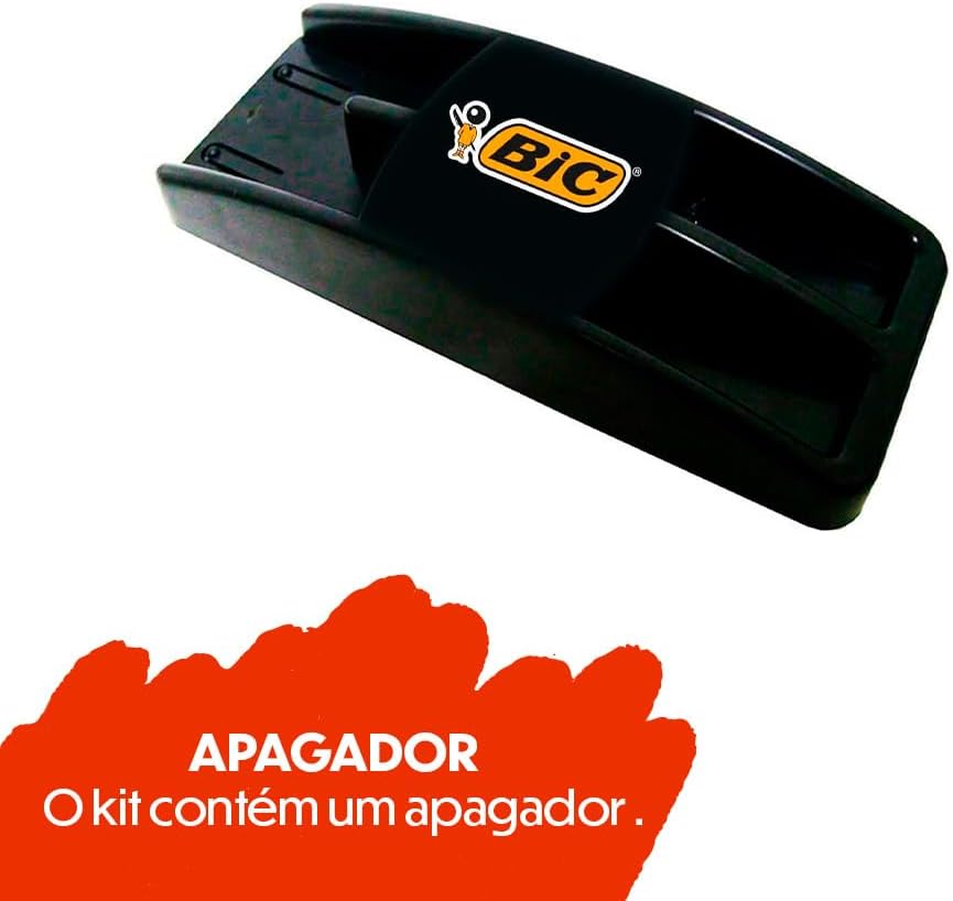 Kit 4 Marcadores de Quadro Branco BIC Marking Cores Clássicas + 1 Apagador, Ponta Resistente, Apaga Fácil, 970929 Kit 4 Marcadores de Quadro Branco BIC Marking Cores Clássicas + 1 Apagador, Ponta Resistente, Apaga Fácil, 970929