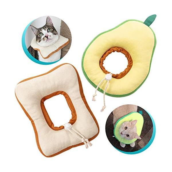 Frienda 2 pieces adjustable cat e-collar cat elizabeth collar cute toast neck cone collar adjustable cat cone collar with soft edge for kitten and cats
