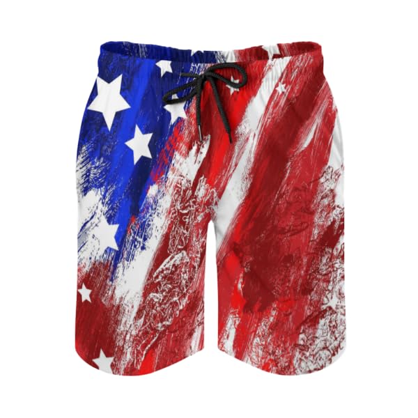 Mens American Flag Swim Trunks with Compression Liner 5 Inch Inseam 4th of July Patriotic Bathing Suit Board Shorts2