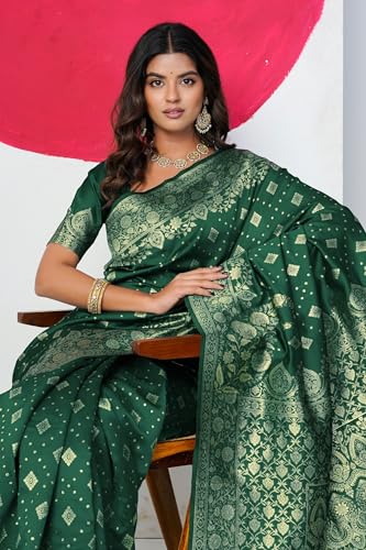 Image of MIRCHI FASHION Women Saree | Banarasi Silk Woven Design Daily Regular Use Sari with Blouse