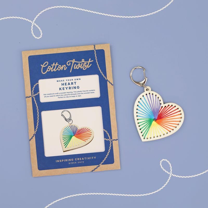 COTTON TWIST Heart Keyring Craft Kit - Creative Fun Game Play Set, DIY Activity Box
